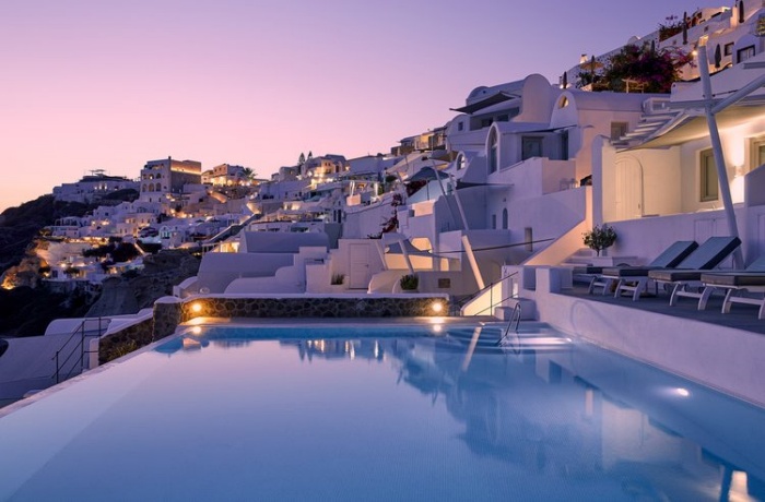 Sonnenuntergang auf Santorini im La Perla Villas and Suites | Adults only