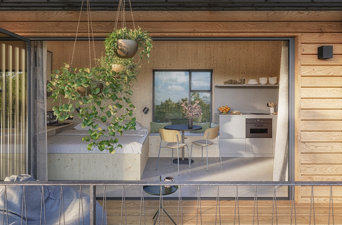 Blick in eine Unterkunft der Ostsee Baumhaushotels