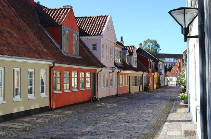 Bunte Häuser in Odense, Dänemark