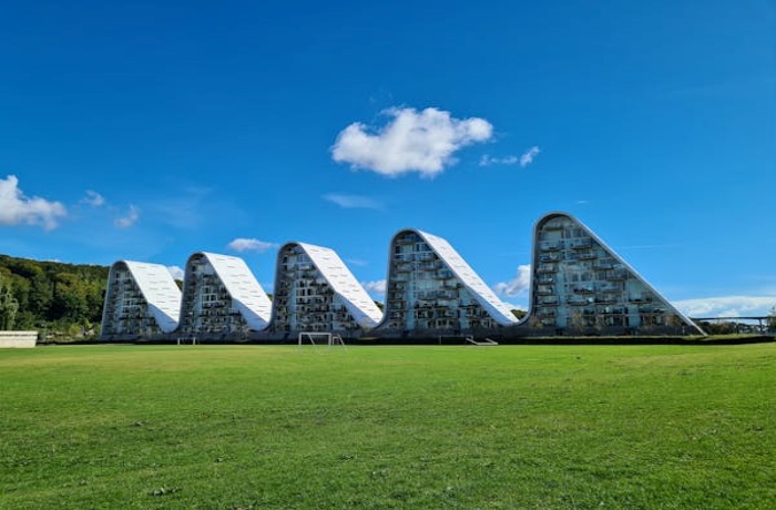 Blick auf besondere Architektur in Vejle Dänemark, Geheimtipp
